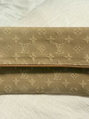 Louis Vuitton Tan Embossed Monogram Fold-Over Clutch